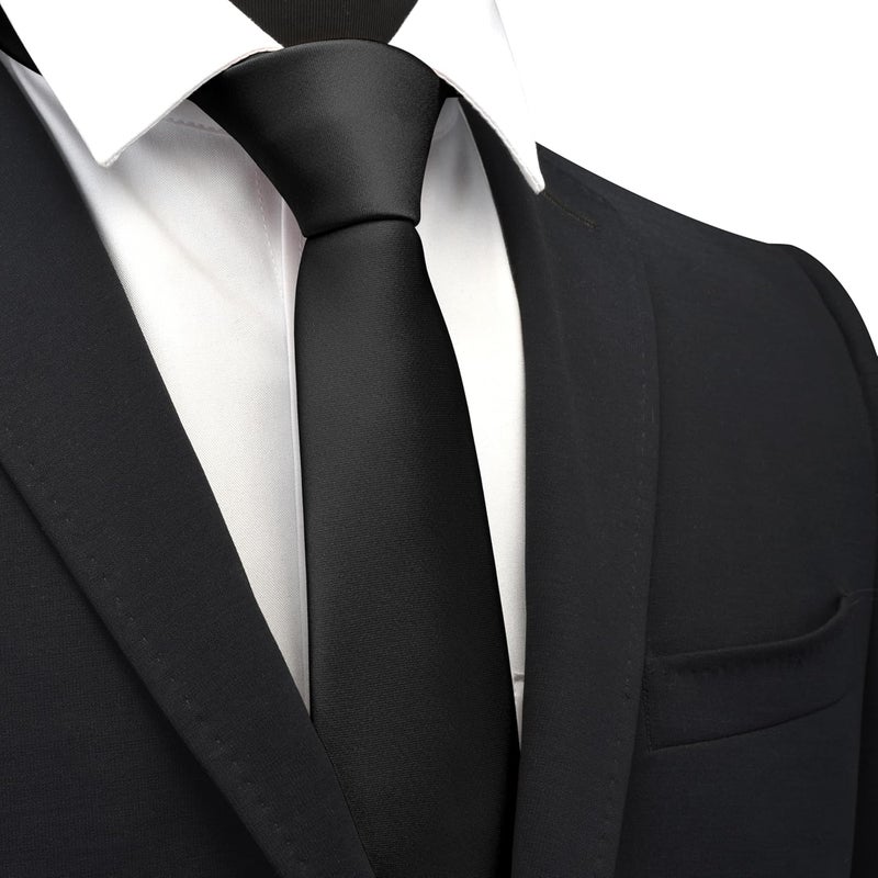 Branduce 2.4"（6cm） Mens Solid Skinny Satin Tie Pure Color Slim Necktie for Business and Wedding - Image 2